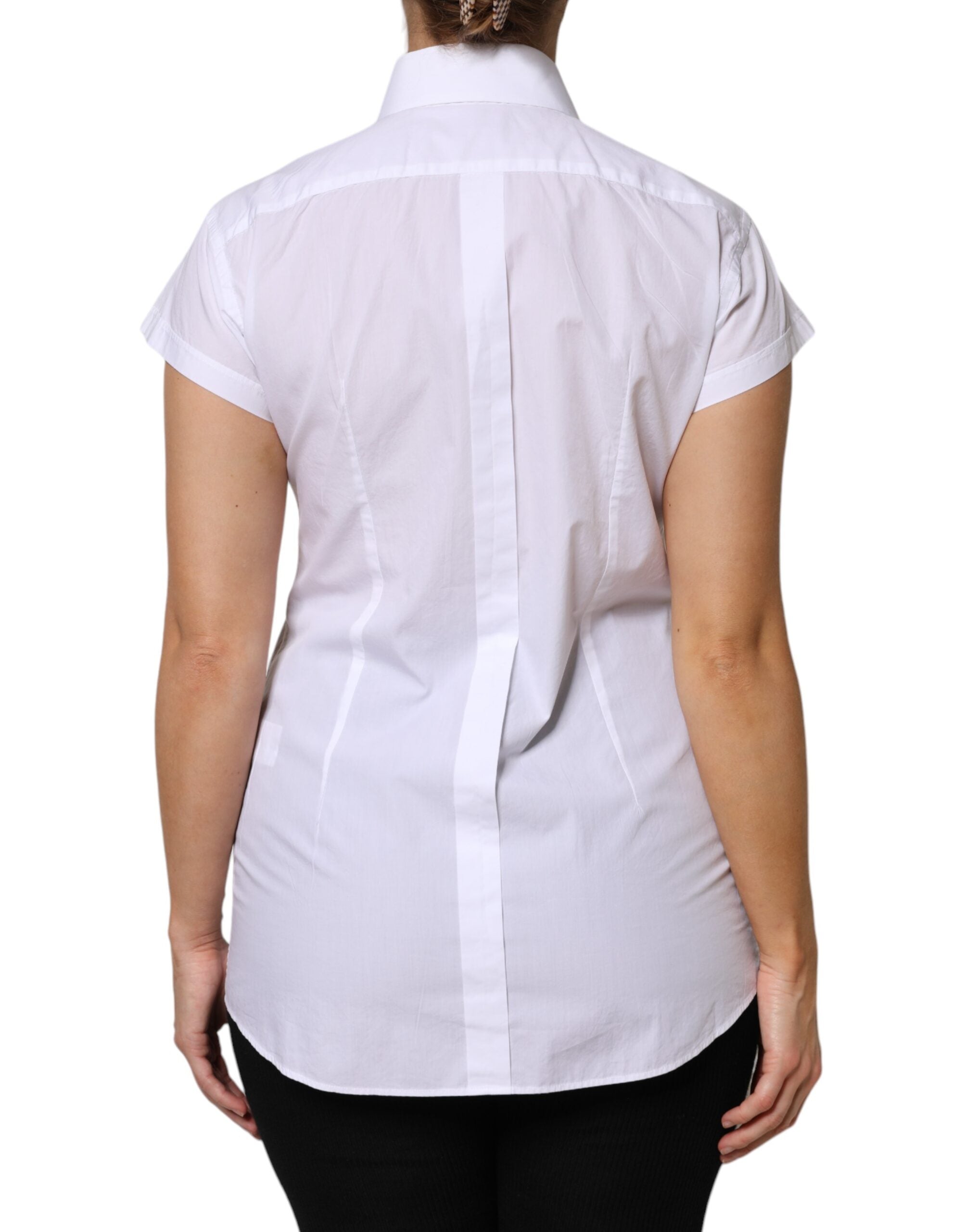 White Cotton Short Sleeves Collared Polo Top