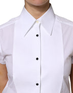 White Cotton Short Sleeves Collared Polo Top