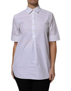White Cotton Short Sleeves Collared Polo Top