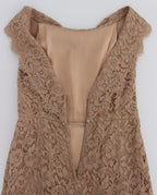 Pink Floral Lace Full Length Sheath Dress