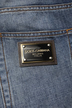 Blue Washed Tattered Cotton Men Jeans
