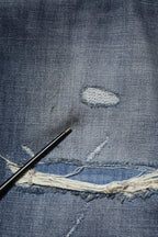 Blue Washed Tattered Cotton Men Jeans