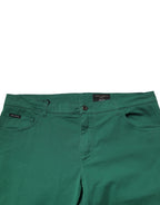 Green Cotton Stretch Skinny Men Denim Jeans