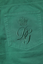 Green Cotton Stretch Skinny Men Denim Jeans