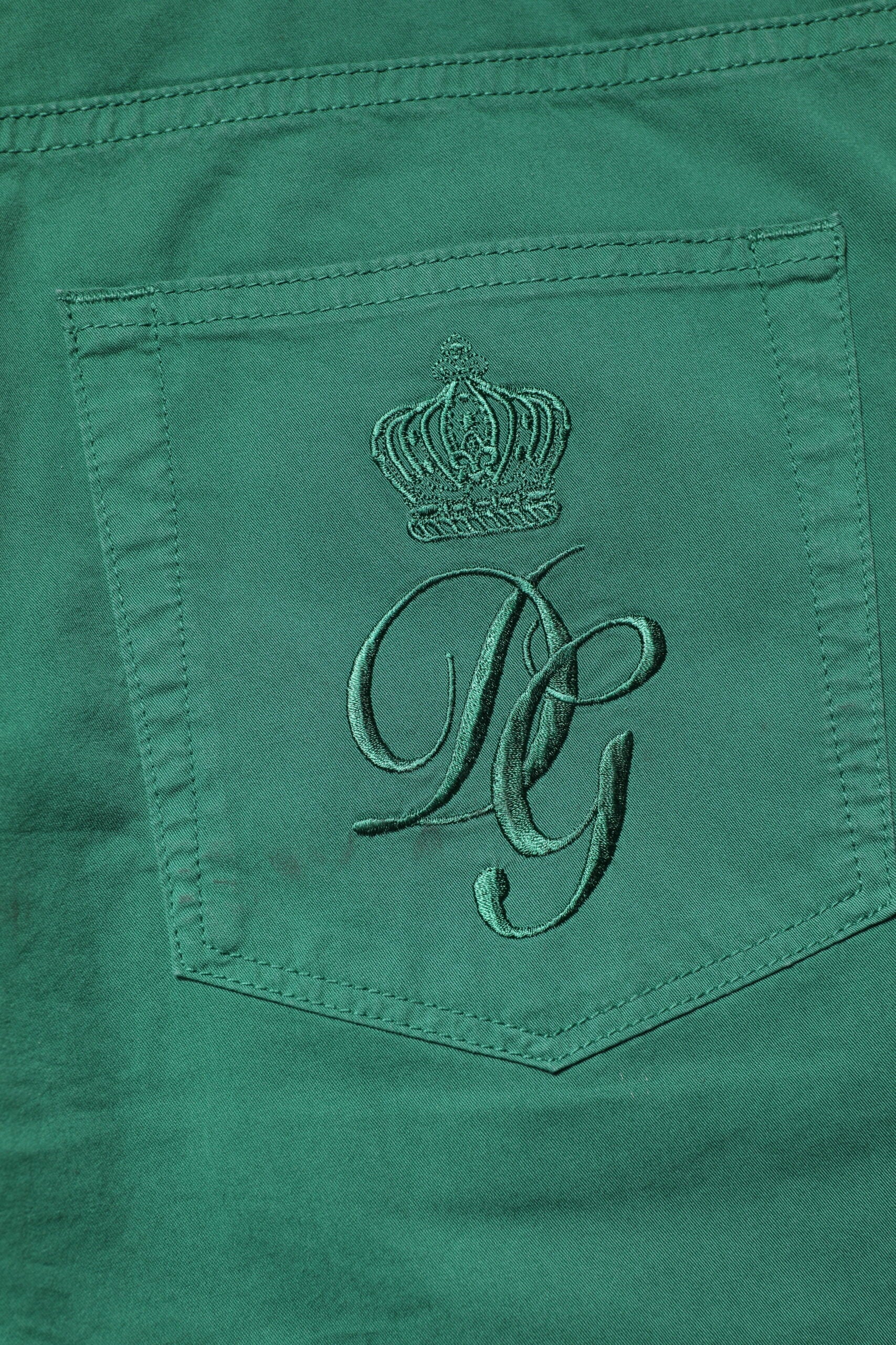 Green Cotton Stretch Skinny Men Denim Jeans