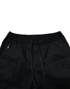 Black Cotton Mid Waist Jogger Pants