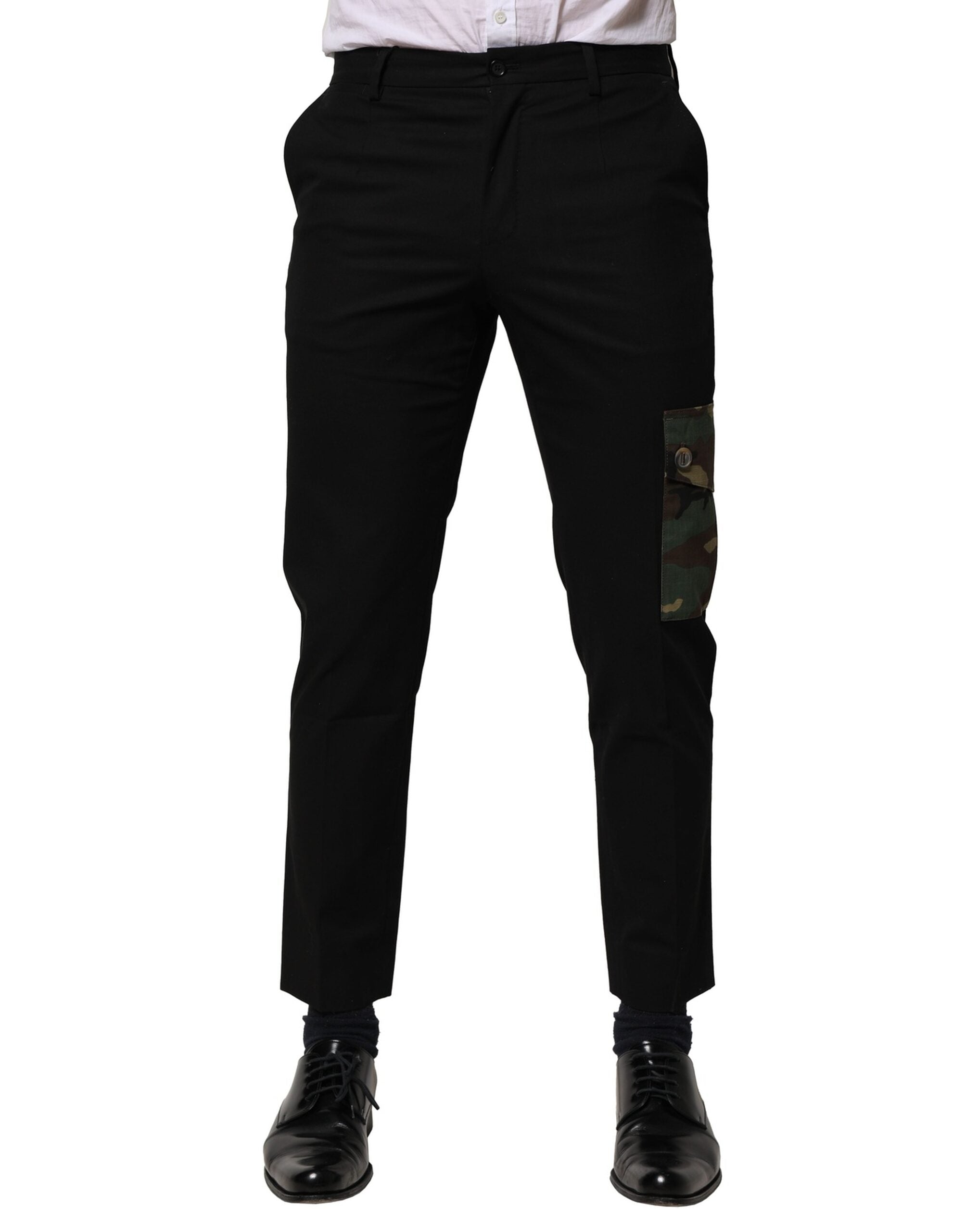 Black Cotton Cargo Dress Men Pants