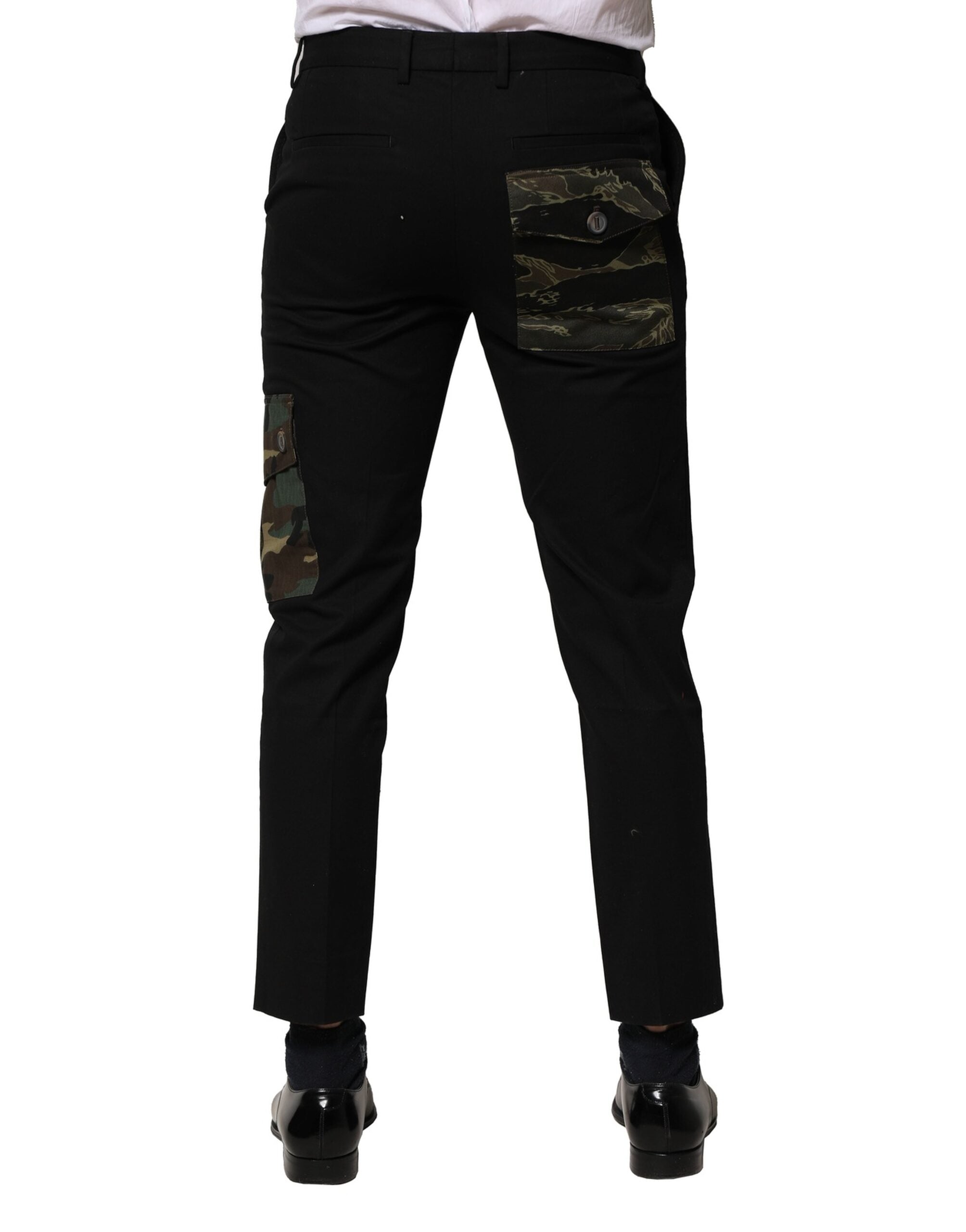Black Cotton Cargo Dress Men Pants