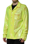 Yellow Sequin Polyester Lounge Casual Shirt