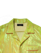 Yellow Sequin Polyester Lounge Casual Shirt