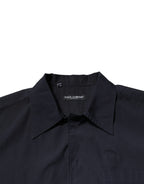 Dark Blue Cotton Short Sleeves Casual Shirt