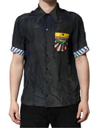 Black Silk Short Sleeves Men Casual Shirt