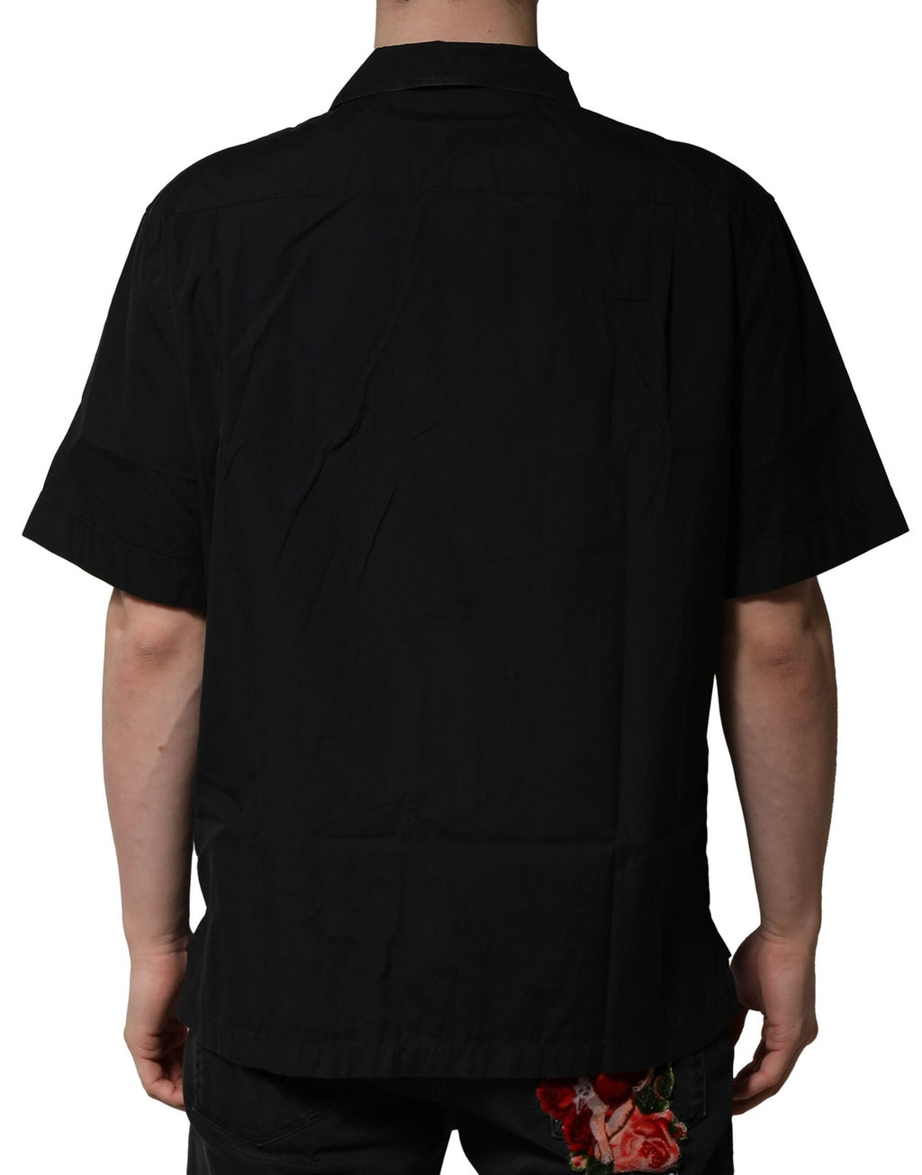 Black Cotton Short Sleeve Buttoned Casual Shirt