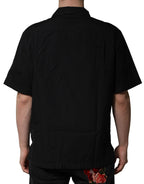 Black Cotton Short Sleeve Buttoned Casual Shirt
