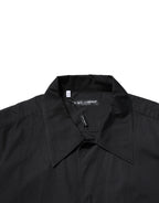 Black Cotton Short Sleeve Buttoned Casual Shirt