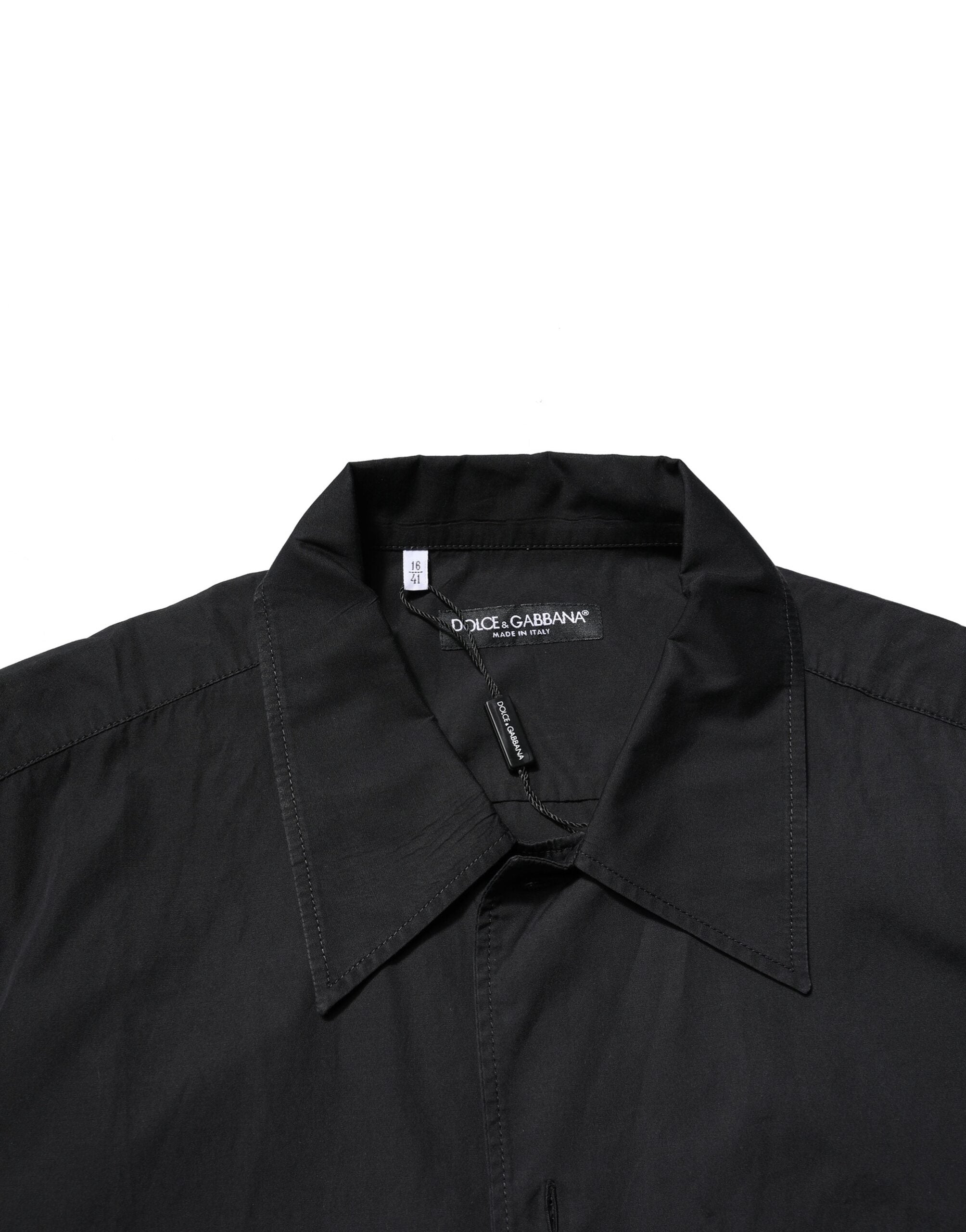 Black Cotton Short Sleeve Buttoned Casual Shirt