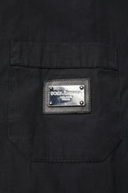 Black Cotton Short Sleeve Buttoned Casual Shirt