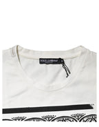 White Bandana Cotton Men Crew Neck T-shirt
