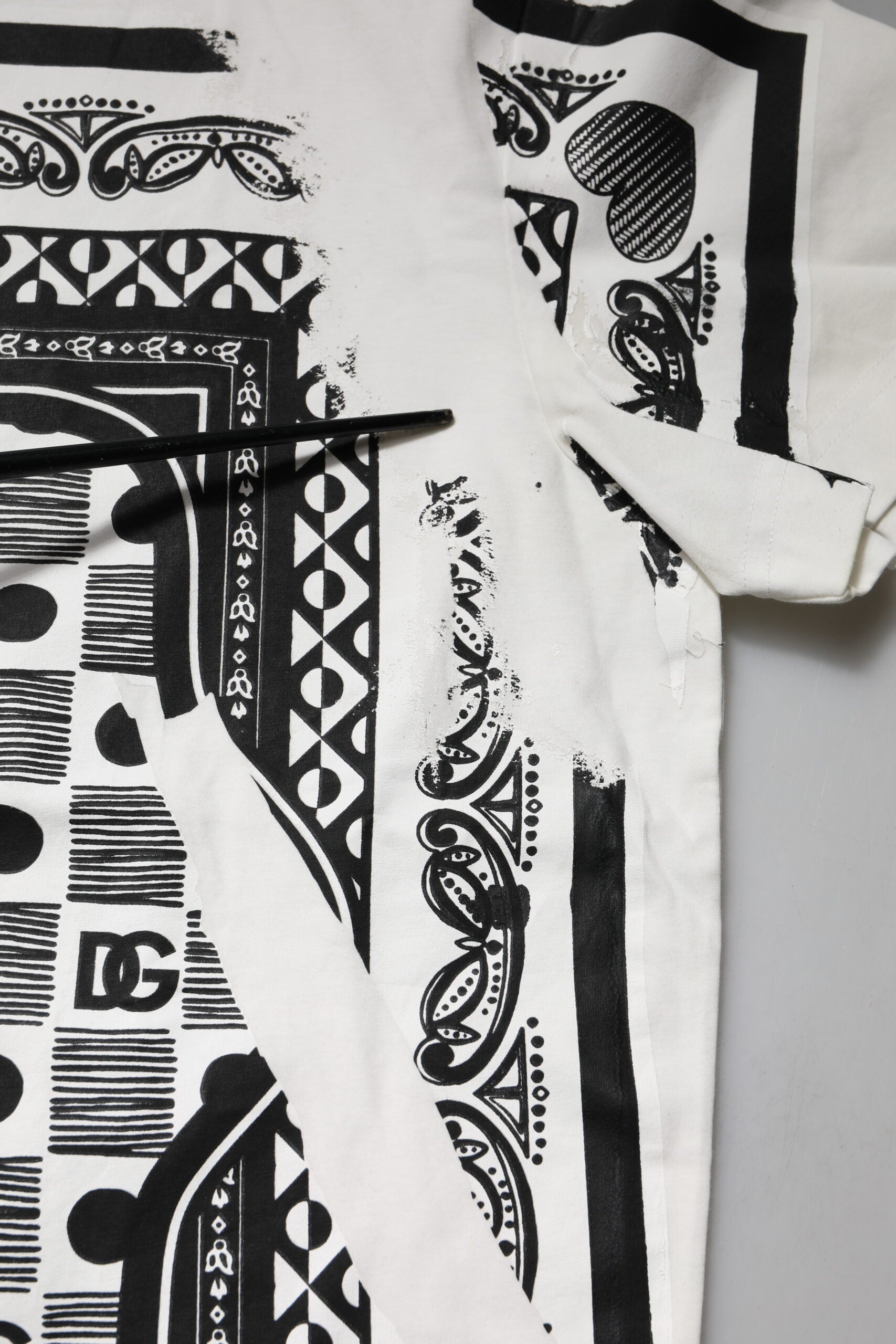 White Bandana Cotton Men Crew Neck T-shirt