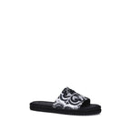 Black Cotton Flat Sandals