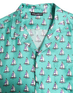 Green Printed Short Sleeves Casual Shirt