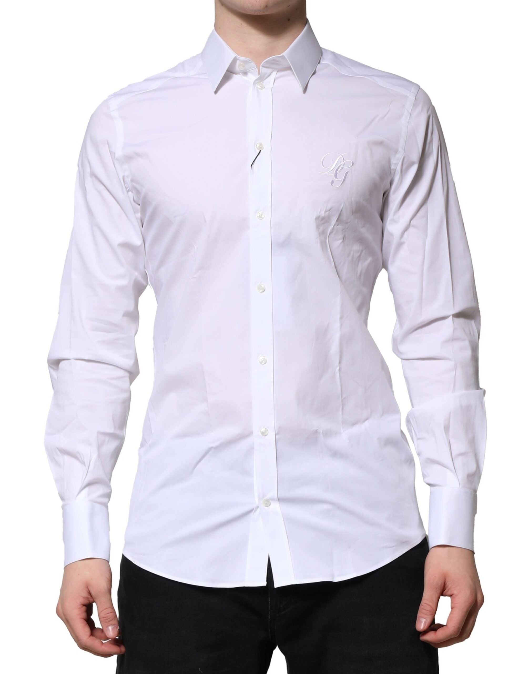 White Long Sleeves Dress GOLD Formal Shirt