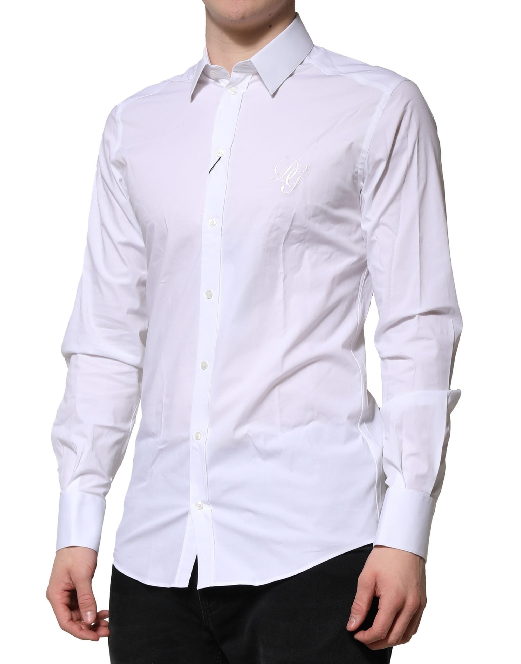 White Long Sleeves Dress GOLD Formal Shirt