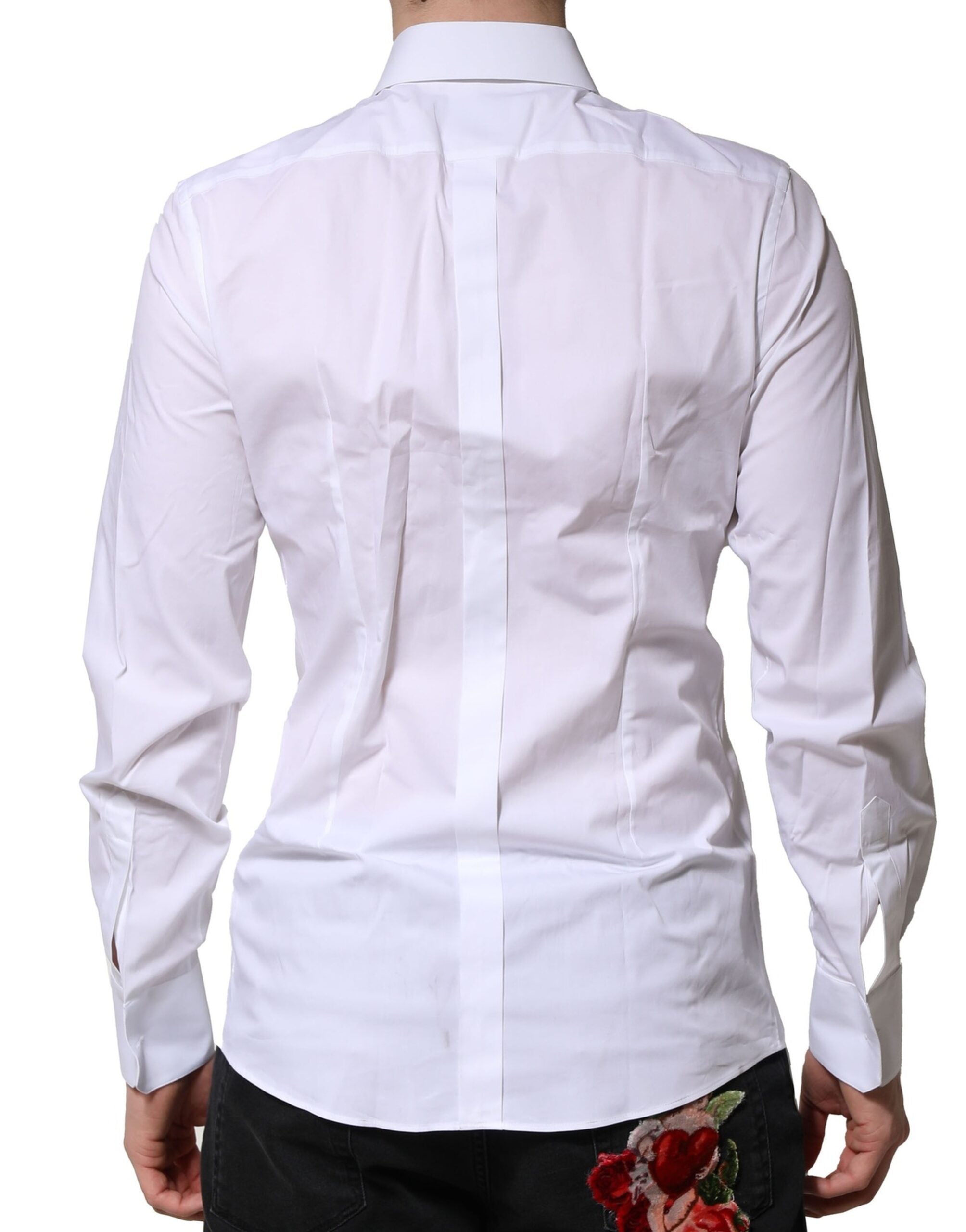 White Long Sleeves Dress GOLD Formal Shirt