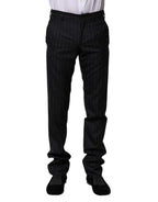 Black Wool Striped Formal Pants