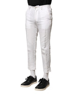 White Linen Mid Waist Cropped Pants