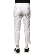 White Linen Mid Waist Cropped Pants