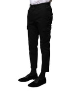 Black Cotton Formal Men Cropped Pants