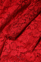 Red Floral Lace Rhinestone Embellished Dress