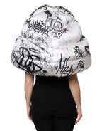 White Polyester Printed Hood Quilted Hat
