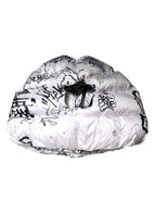 White Polyester Printed Hood Quilted Hat