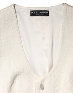 Ivory Cotton Button Down Sleeveless Vest Top