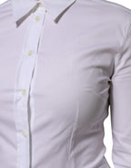 White Cotton Collared Long Sleeves Blouse Top