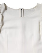 White Viscose Round Neck Short Sleeves Top