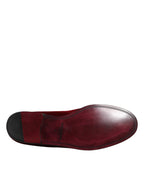 Red Cotton Velvet Slip On Loafers Formal Shoes