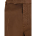 Brown Cotton Casual Pants