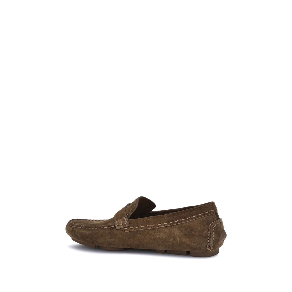 Brown Calf Leather Bos Taurus Slip-On Loafers