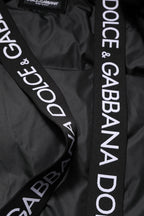 Black Logo Full Zip Hooded Quilted Jacket