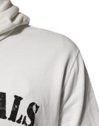 White Cotton DG ROYAL Print Hooded Sweater