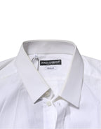 White Cotton GOLD Long Sleeves Dress Men Shirt