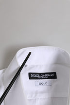 White Cotton GOLD Long Sleeves Dress Men Shirt