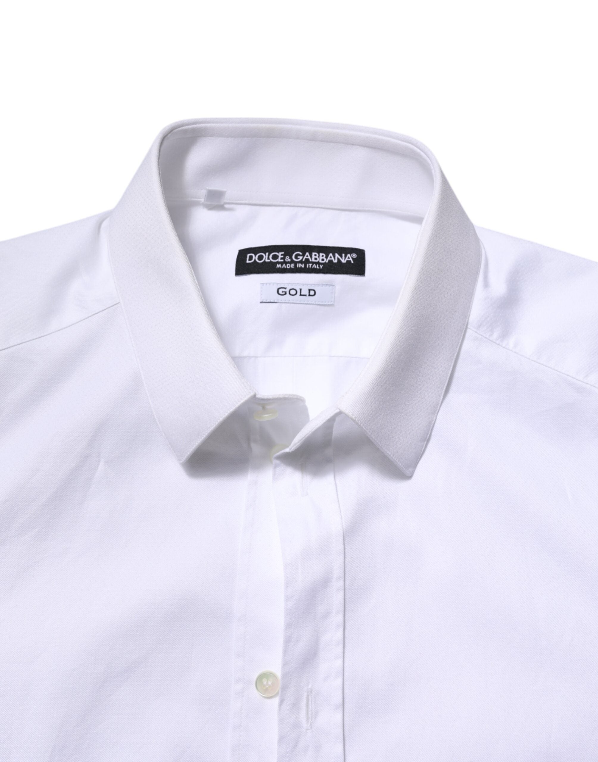 White Cotton GOLD Long Sleeve Men Dress Shirt
