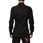 Black Cotton Jacquard GOLD Collar Dress Shirt