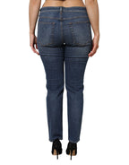 Blue Low Waist Cotton Skinny Denim Jeans