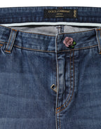 Blue Low Waist Cotton Skinny Denim Jeans