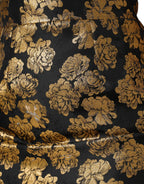 Black Gold Floral Print Jacquard Mini Skirt